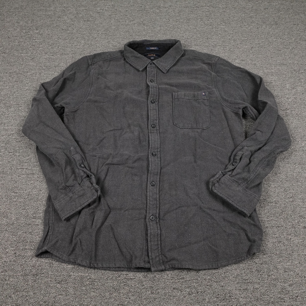 Roark Shirt Mens Large Gray Herringbone Long Sleeve Button Up Organic Cotton